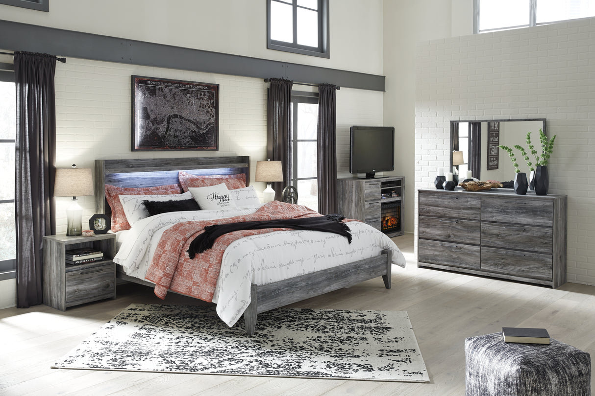 Baystorm King Panel Bed with Dresser in Gray - PKG007533