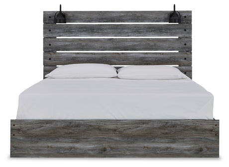 Baystorm King Panel Bed with Mirrored Dresser in Gray - PKG011681