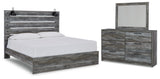 Baystorm King Panel Bed with Mirrored Dresser in Gray - PKG011681