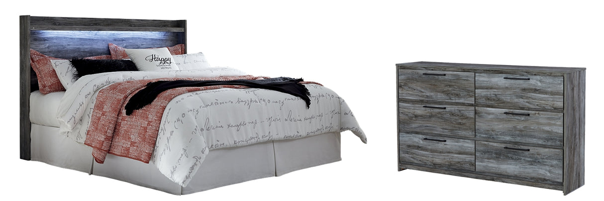 Baystorm King Panel Headboard Bed with Dresser in Gray - PKG003663