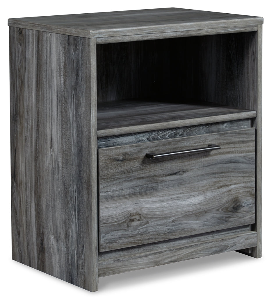 Baystorm King Panel Headboard with Mirrored Dresser, Chest and Nightstand in Gray from Ashley - Luna Furniture