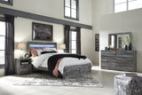 Baystorm Queen Panel Bed with 2 Storage Drawers with Mirrored Dresser and Nightstand in Gray from Ashley - Luna Furniture