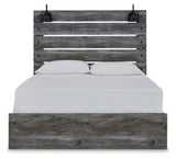 Baystorm Queen Panel Bed with Mirrored Dresser and Chest in Gray - PKG011677