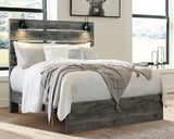 Baystorm Queen Panel Bed with Mirrored Dresser and Chest in Gray - PKG011677