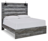 Baystorm Queen Panel Bed with Mirrored Dresser and Nightstand in Gray - PKG014091