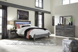 Baystorm Queen Panel Bed with Mirrored Dresser and Nightstand in Gray - PKG014143