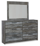 Baystorm Queen Panel Bed with Mirrored Dresser in Gray - PKG011675