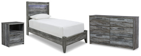 Baystorm Twin Panel Bed with Dresser and Nightstand in Gray - PKG019245