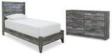 Baystorm Twin Panel Bed with Dresser in Gray - PKG007575