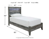 Baystorm Twin Panel Bed with Mirrored Dresser and Nightstand in Gray - PKG019246