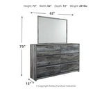 Baystorm Twin Panel Headboard with Mirrored Dresser and Nightstand in Gray - PKG014084