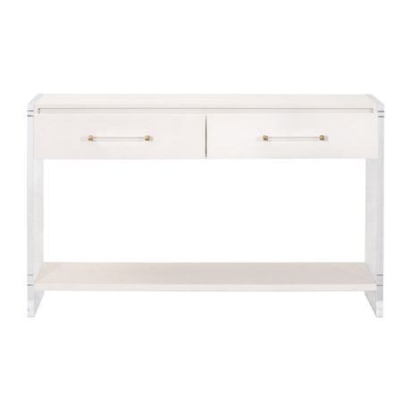 Sonia Shagreen Console Table in Pearl Shagreen, Lucite, Brushed Brass - 6111.PRL-SHG/BBRS