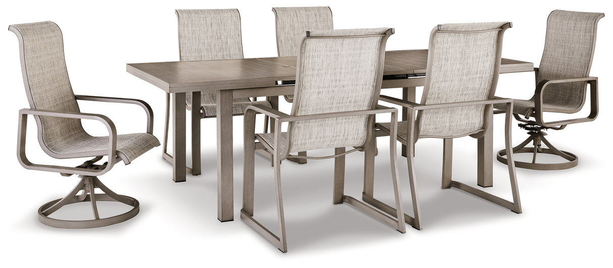 Beach Front Outdoor Dining Table and 6 Chairs in Beige - PKG014885