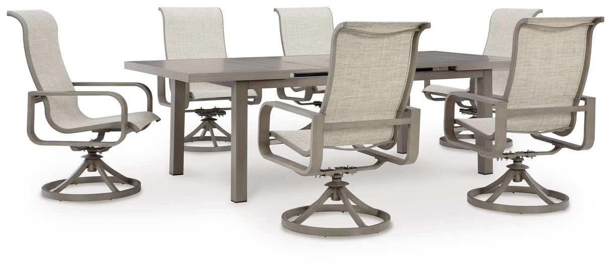 Beach Front Outdoor Dining Table and 6 Chairs in Beige - PKG014888