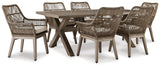 Beach Front Outdoor Dining Table and 6 Chairs in Beige - PKG014897