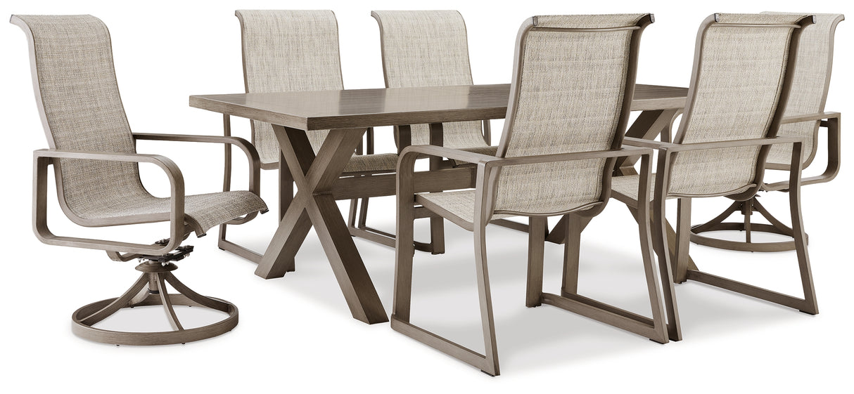 Beach Front Outdoor Dining Table and 6 Chairs in Beige - PKG015465