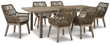 Beach Front Outdoor Dining Table and 6 Chairs in Beige - PKG015467