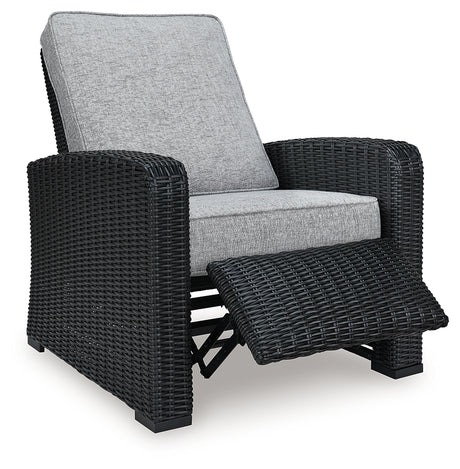 Beachcroft Black/Light Gray Outdoor Recliner from Ashley - Luna Furniture