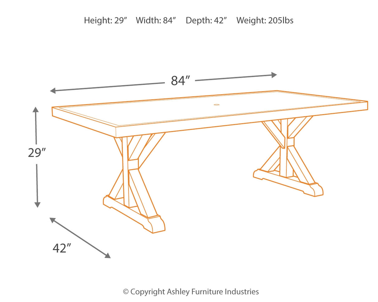 Beachcroft Outdoor Dining Table and 2 Chairs and 2 Benches in Beige - PKG000283