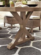 Beachcroft Outdoor Dining Table and 4 Chairs and Bench in Beige - PKG000284