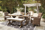 Beachcroft Outdoor Dining Table and 4 Chairs and Bench in Beige - PKG000284