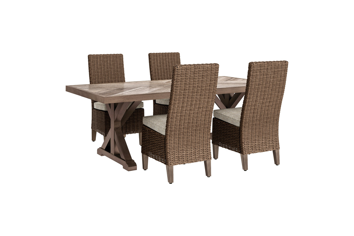 Beachcroft Outdoor Dining Table and 4 Chairs in Beige - PKG000299