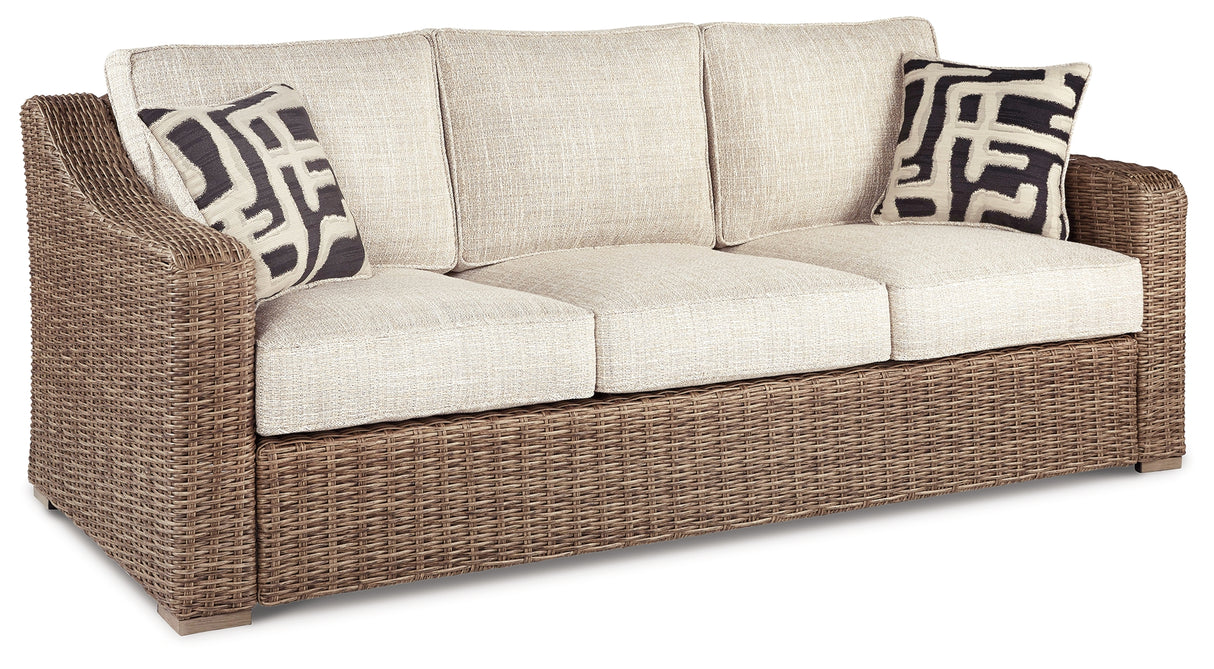 Beachcroft Outdoor Sofa with 2 Lounge Chairs in Beige - PKG014577