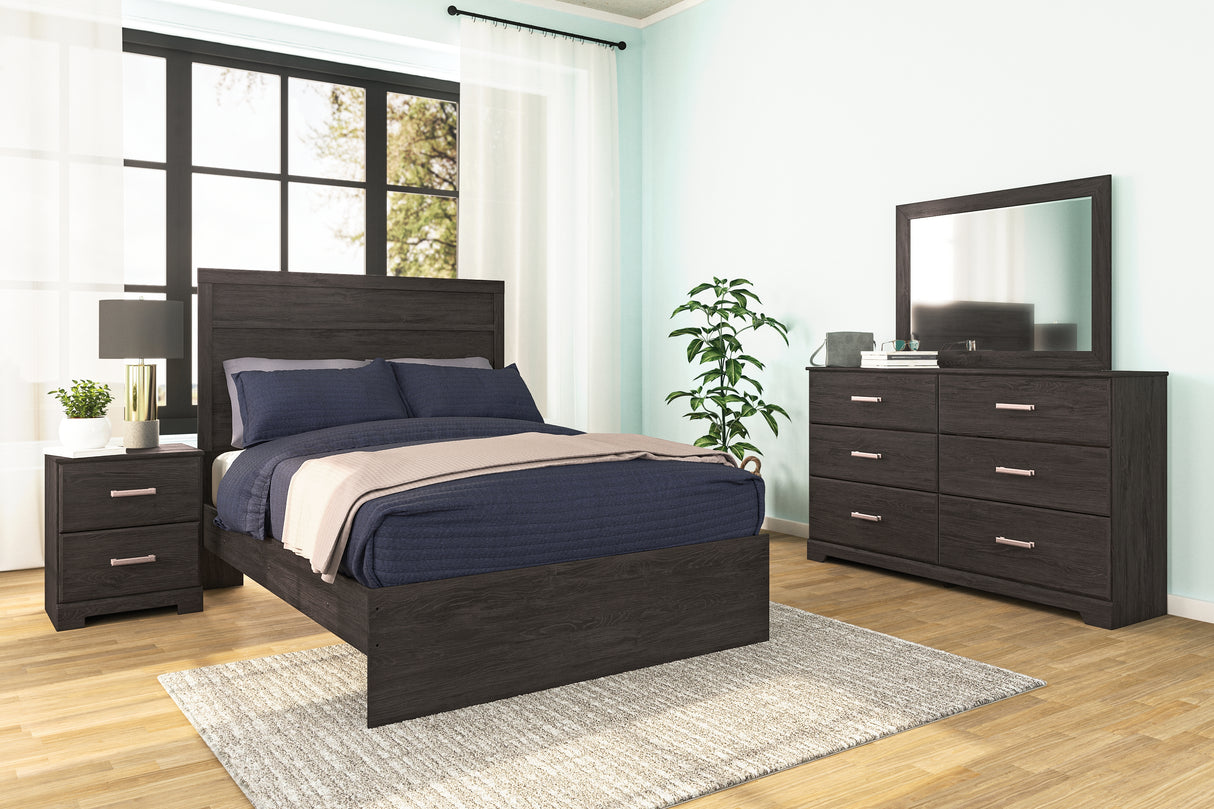 Belachime Full Panel Bed with 2 Nightstands in Charcoal from Ashley - Luna Furniture