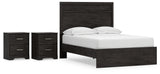 Belachime Full Panel Bed with 2 Nightstands in Charcoal from Ashley - Luna Furniture