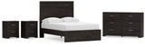 Belachime Full Panel Bed with Dresser and 2 Nightstands in Charcoal - PKG018418