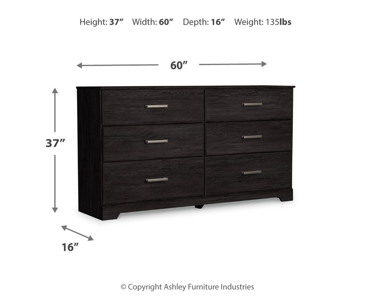 Belachime Full Panel Bed with Dresser and 2 Nightstands in Charcoal - PKG018418