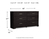 Belachime Full Panel Bed with Dresser and 2 Nightstands in Charcoal - PKG018418