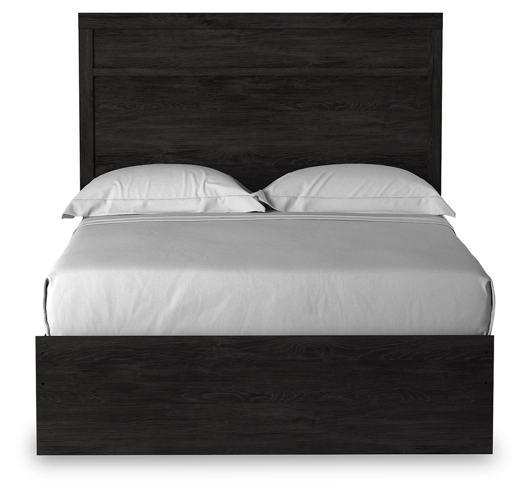 Belachime Full Panel Bed with Dresser and 2 Nightstands in Charcoal - PKG018418