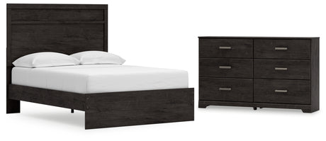 Belachime Full Panel Bed with Dresser in Charcoal - PKG018417