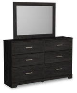 Belachime Full Panel Bed with Mirrored Dresser and 2 Nightstands in Charcoal - PKG018412