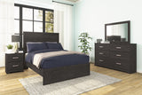 Belachime King Panel Bed with 2 Nightstands in Charcoal - PKG018410