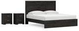 Belachime King Panel Bed with 2 Nightstands in Charcoal - PKG018410