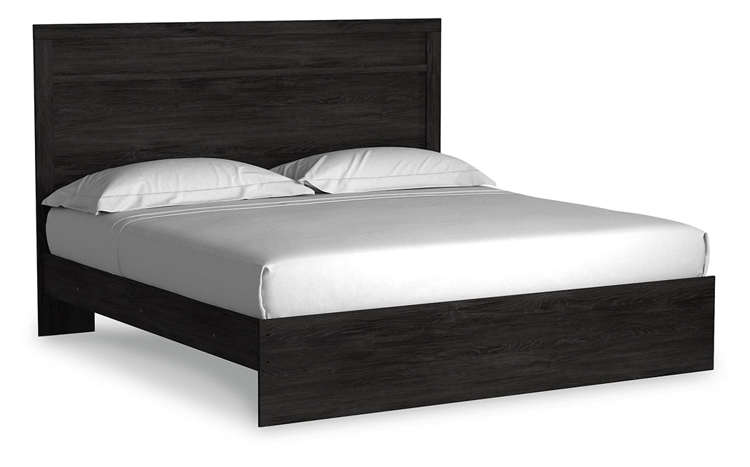 Belachime King Panel Bed with 2 Nightstands in Charcoal - PKG018410