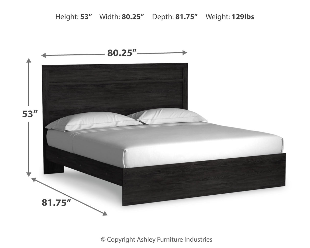 Belachime King Panel Bed with Dresser in Charcoal - PKG018408