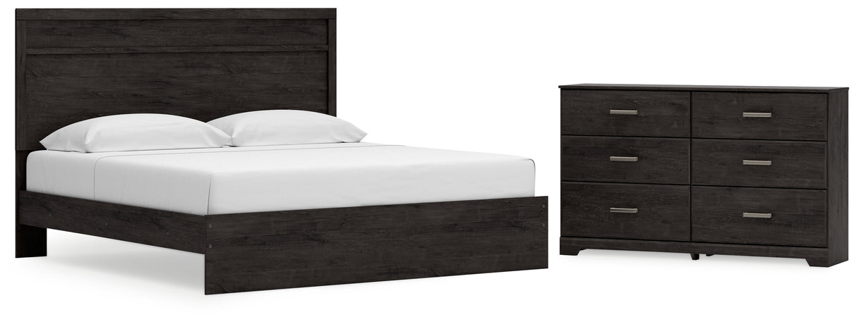 Belachime King Panel Bed with Dresser in Charcoal - PKG018408