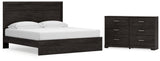 Belachime King Panel Bed with Dresser in Charcoal - PKG018408