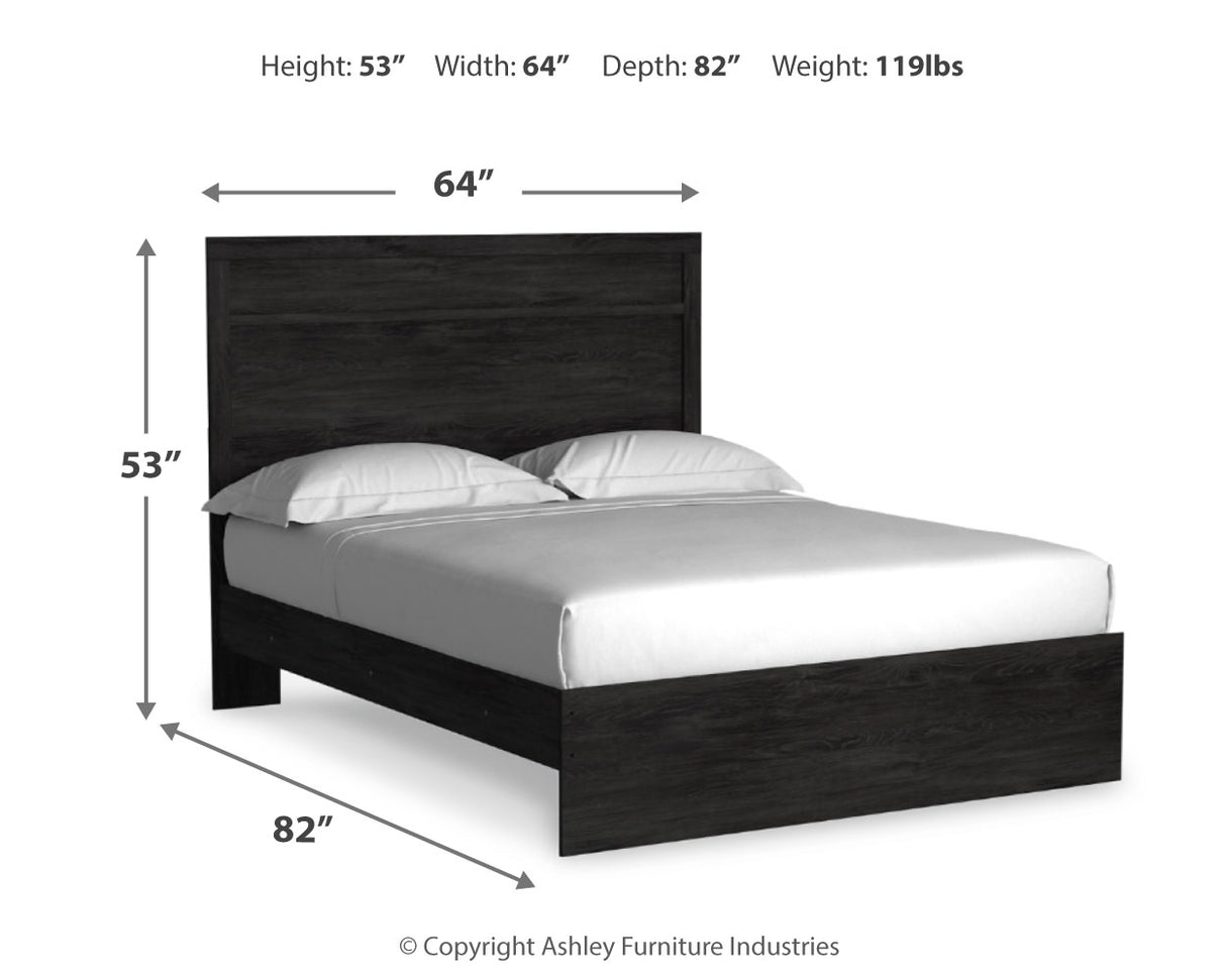 Belachime Queen Panel Bed with Dresser and 2 Nightstands in Charcoal - PKG018400