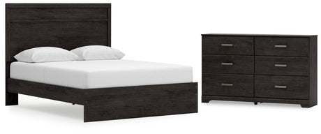 Belachime Queen Panel Bed with Dresser in Charcoal - PKG018399