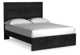 Belachime Queen Panel Bed with Mirrored Dresser and 2 Nightstands in Charcoal - PKG018394