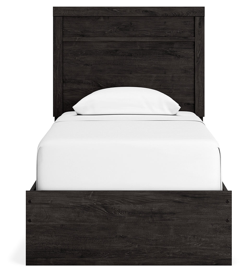 Belachime Twin Panel Bed with Dresser and 2 Nightstands in Charcoal - PKG018420