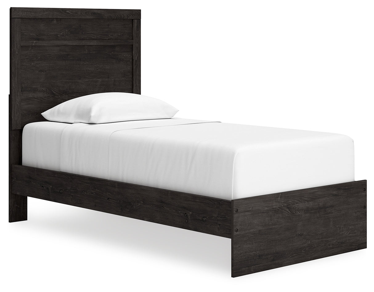 Belachime Twin Panel Bed with Dresser and 2 Nightstands in Charcoal - PKG018420