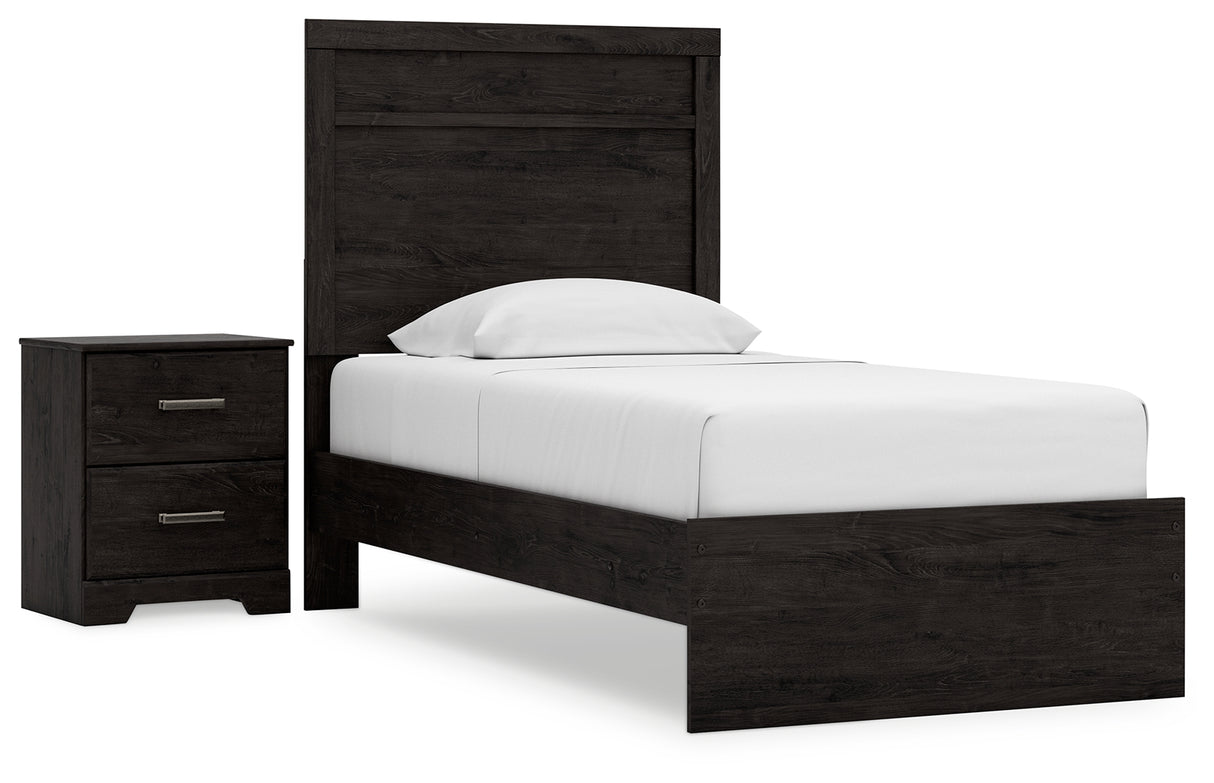 Belachime Twin Panel Bed with Nightstand in Charcoal from Ashley - Luna Furniture