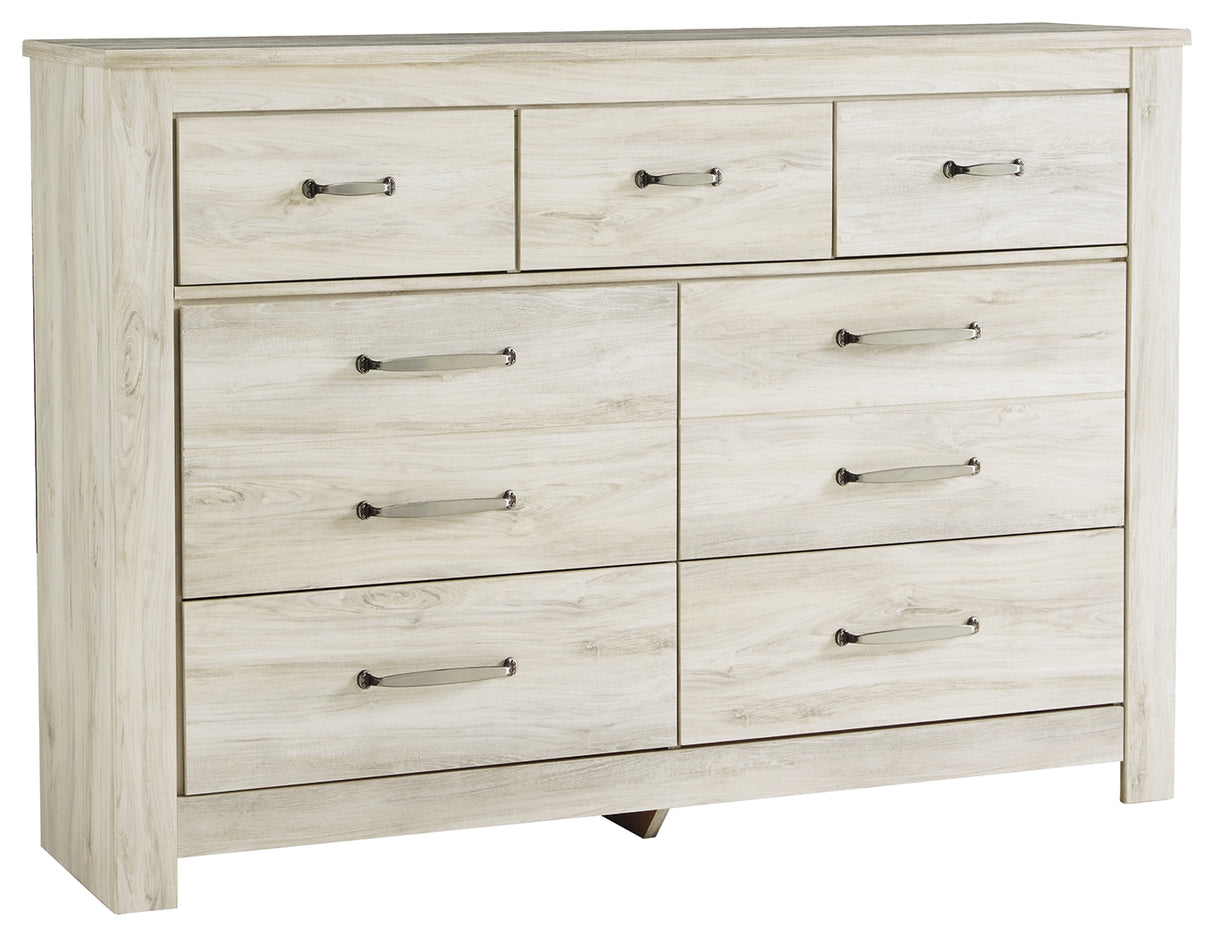 Bellaby King Crossbuck Panel Bed with Dresser in Whitewash - PKG000728