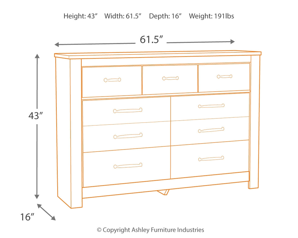 Bellaby King Crossbuck Panel Bed with Dresser in Whitewash - PKG000728