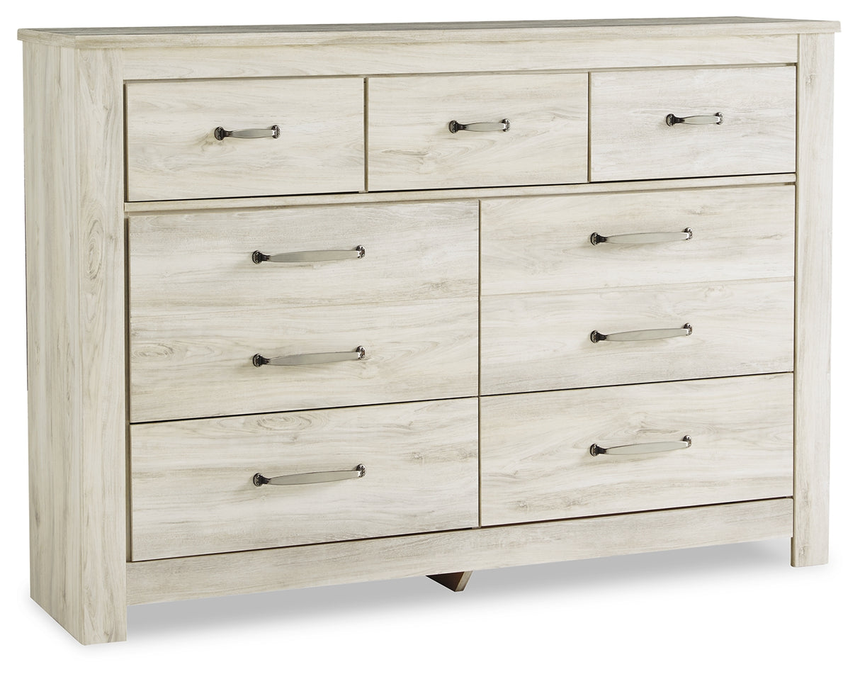 Bellaby King Panel Bed with Dresser and Nightstand in Whitewash - PKG021131